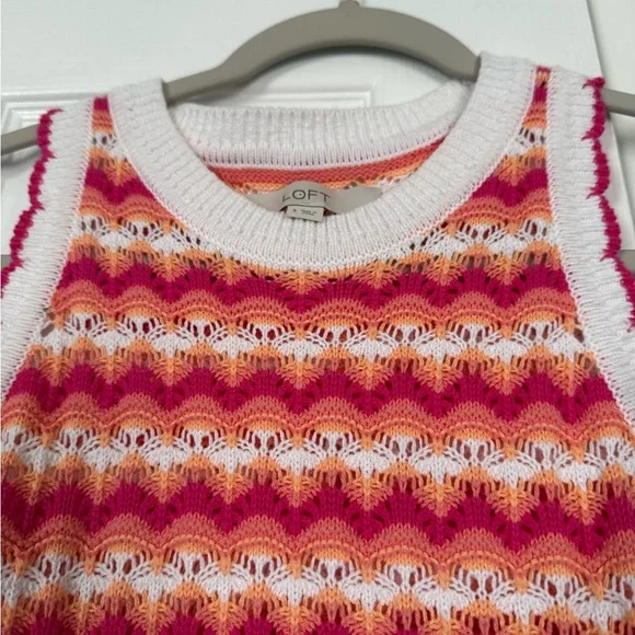 LOFT colorful knit scalloped tank sweater - Picture 7 of 10